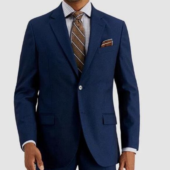 NAUTICA Men's Modern-Fit Stretch Sport Coat Jacket Size 48R In Blue Birdsey - Picture 1 of 13